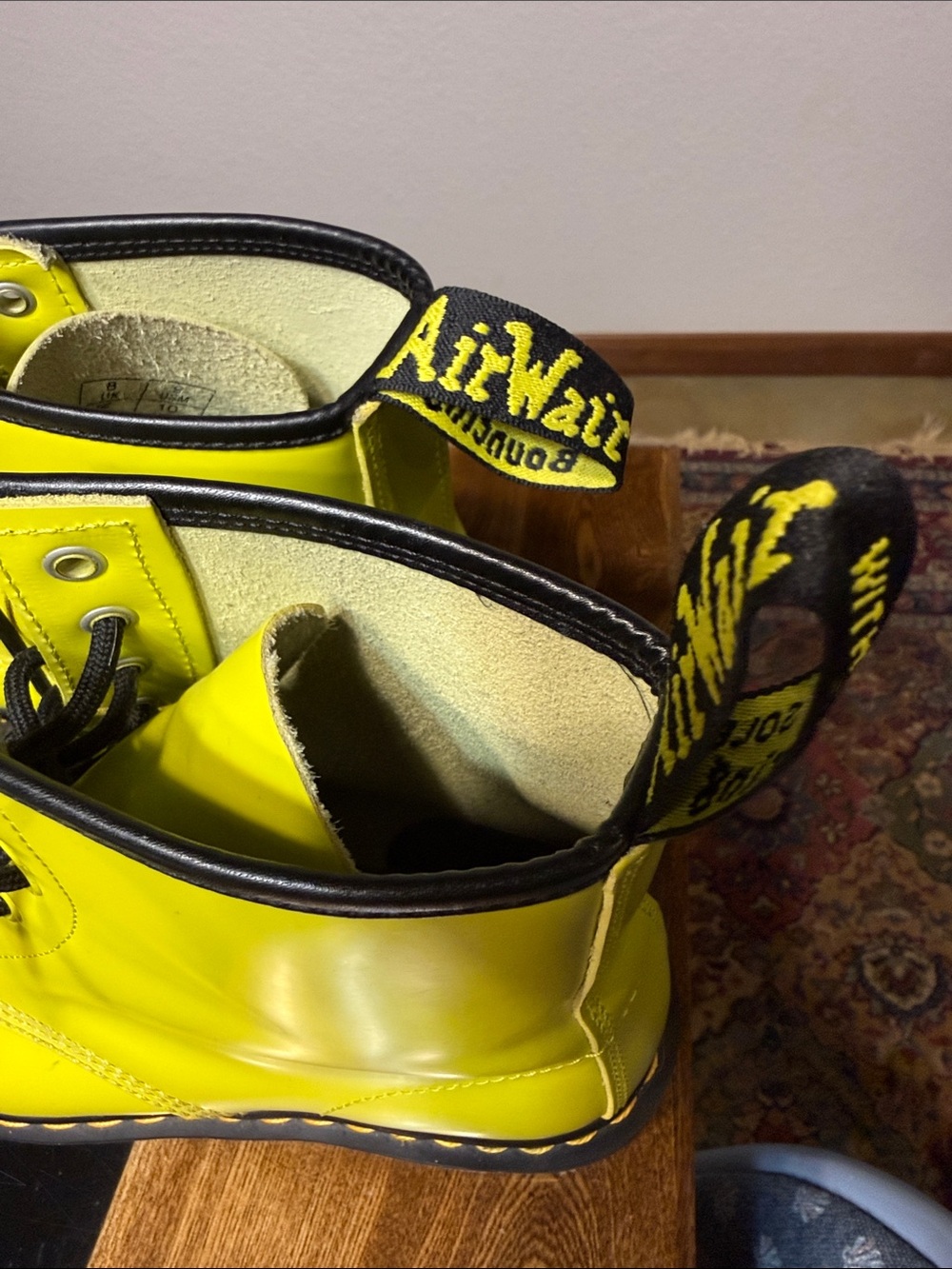 Dr. Martens Unisex High Shine Neon Yellow Lace-Up Boots - Picture 2 of 6